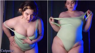 Lime Green Swimsuit Striptease