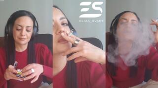 Smoking while listening to music with headphones