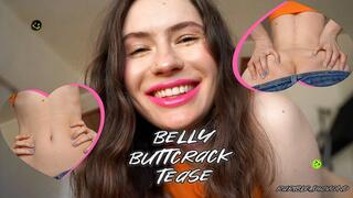 Belly and buttcrack tease
