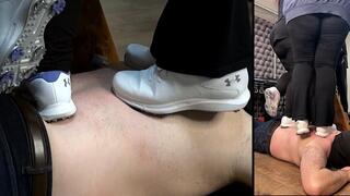 Sisters breaking in spiked golf shoes on their sacrifice (216 spikes under 190kg!)