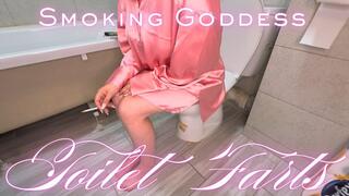 Smoking Goddess' Loud Toilet Farts
