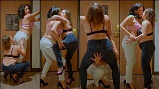 Lesbian Girlfriends in Jean and Heels