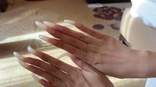 #242 - Long natural nails and palm showing