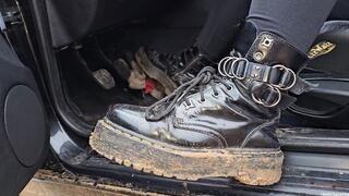 Dirty Revving BMW e46 with Plushie on Pedal Doc Martens