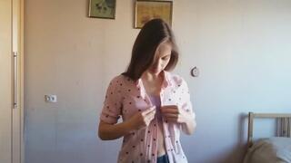 cute girl try on outfits very hot