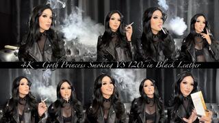4K - Goth princess smoking VS 120s in black leather