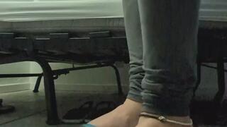 Extended clip of feet in flip-flops