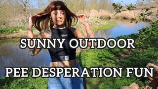 Outdoor pee desperation fun in the sun!