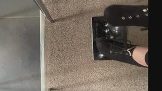 cute girl hard trample and crush tablet