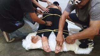 Lots of tickling on the soles of the feet of two goddesses and all over her body (2)