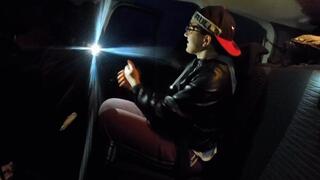 Francesca handcuffed in car in the night