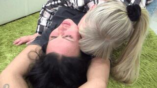 blow raspberries continuously for 2 minutes B