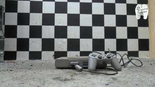 Sony Play Station under Adidas Sneakers floor view