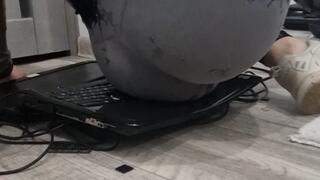 cute Katya trample and jumping + crush laptop + butt crush + spitting