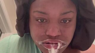 Teeth brushing Spit fetish with a hint of gagging spit up