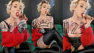 Smoking a big cigar and teasing you as I get ready for a naughty hair cut! - ki