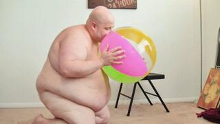 Inflatable Beach Ball - Blowing Up, Trying To Pop It and Bonus Hula Hooping *WMV*