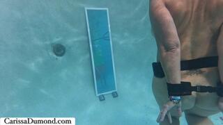 Carissa in blue FFM, bondage, and played with like a toy