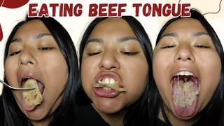 Eating beef tongue