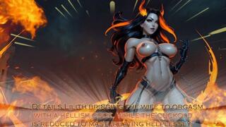 I bring your wife Lilith bringing the wife to orgasm with a hellish cock, while the cuckold is reduced to masturbating helplessly