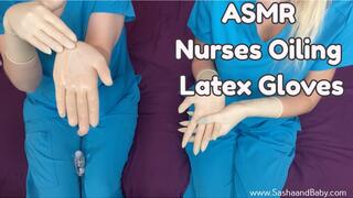 Latex Gloves - Nurses Oiling Latex Gloves Before Surgery - ASMR