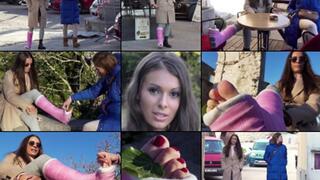 Lia SLWC Sightseeing and Foot Play While Gimping Around Town