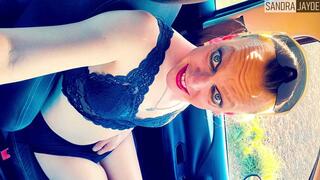 Sandra Jayde 04-04-25A big slut made up like a wh0re in her car who likes to play with sperm in a condom