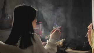 SMOKING HANDY ALL THE SMOKE IS VISIBLE AT A DIAGONAL ANGLE