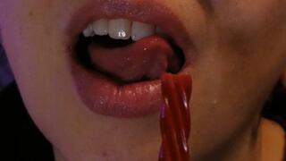 ASMR Sucking and Chewing of Candy Rope