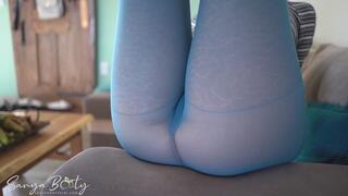 Blue Pantiless Pantyhose Twerk and Tease