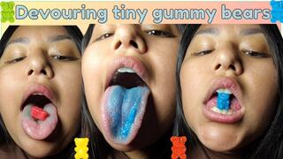 Devouring tiny gummy bears
