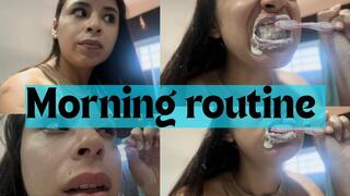 Morning routine: Hair styling, tooth brushing and make-up