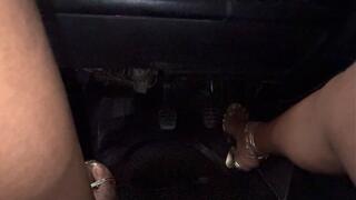 Cranking And Stranded At NIGHT In Gold Curvy Wedges!