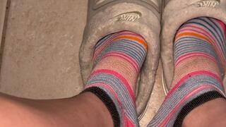 Working hard on my holey socks