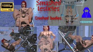 A powerful, muscular woman crushed and destroyed testicles, heads, and bodies of tiny slaves while doing her bodybuilding workout, what a woman! part 1- Full HD 1080p