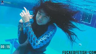 HD Emily and coach peril bondage pool chained underwater