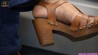 Feet and sandals shoe fetish close-up admiration