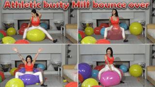 Athletic busty milf bounces over