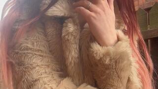 Smoking in a fur coat