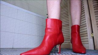 Retro ankle red boots can tapping sexy WMV