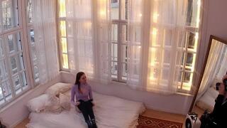Vika is tightly bound on the balcony (full behind the scene)