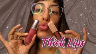 Lipstick + lip gloss on my full lips, lots of kisses with Tongue