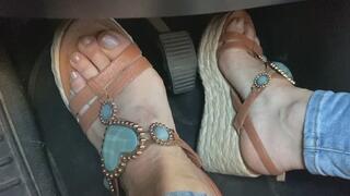 PEDALPUMPING WITH BEAUTIFUL SANDALS - ASMR PEDAL BRAKE
