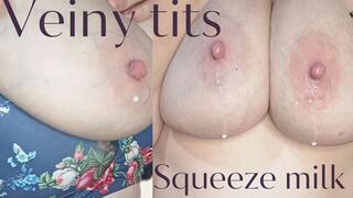 My nipples are squeezed and the milk doesn't stop flowing Veiny tits