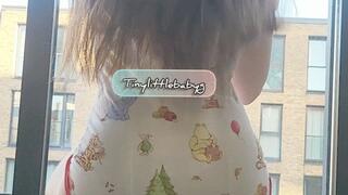 Flashing her drynites pull up at the window Tinylittlebabyg teases you