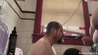 Shaving his head and face while topless and wearing jeans, ReneeSakuya, 1080p