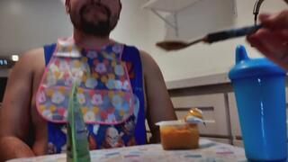 POV: Spoon Feeding the diaper boy mushy food