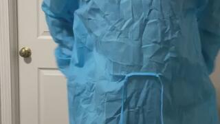 Surgical PPE Glove Up from Lingerie and Masturbate while Standing