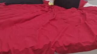 nastya jumps hard on bed, breaks bed, very sexy leggings, big sexy ass on pillow, wipes sneakers with sheet