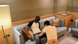 Lucy's Sofa Adventure: BBC Blowjob, Sofa Sex, and Legs in the Air with Easy Access Jeans